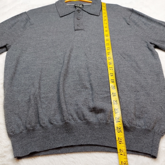 Jos. A. Bank Gray Merino Wool Long Sleeve Quarter Button Collared Sweater Size L - Picture 5 of 9